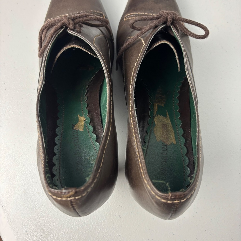 Vtg Naturalizer Brown Leather Oxford Heels 9.5 Academia Edwardian CottageCore - Picture 12 of 14